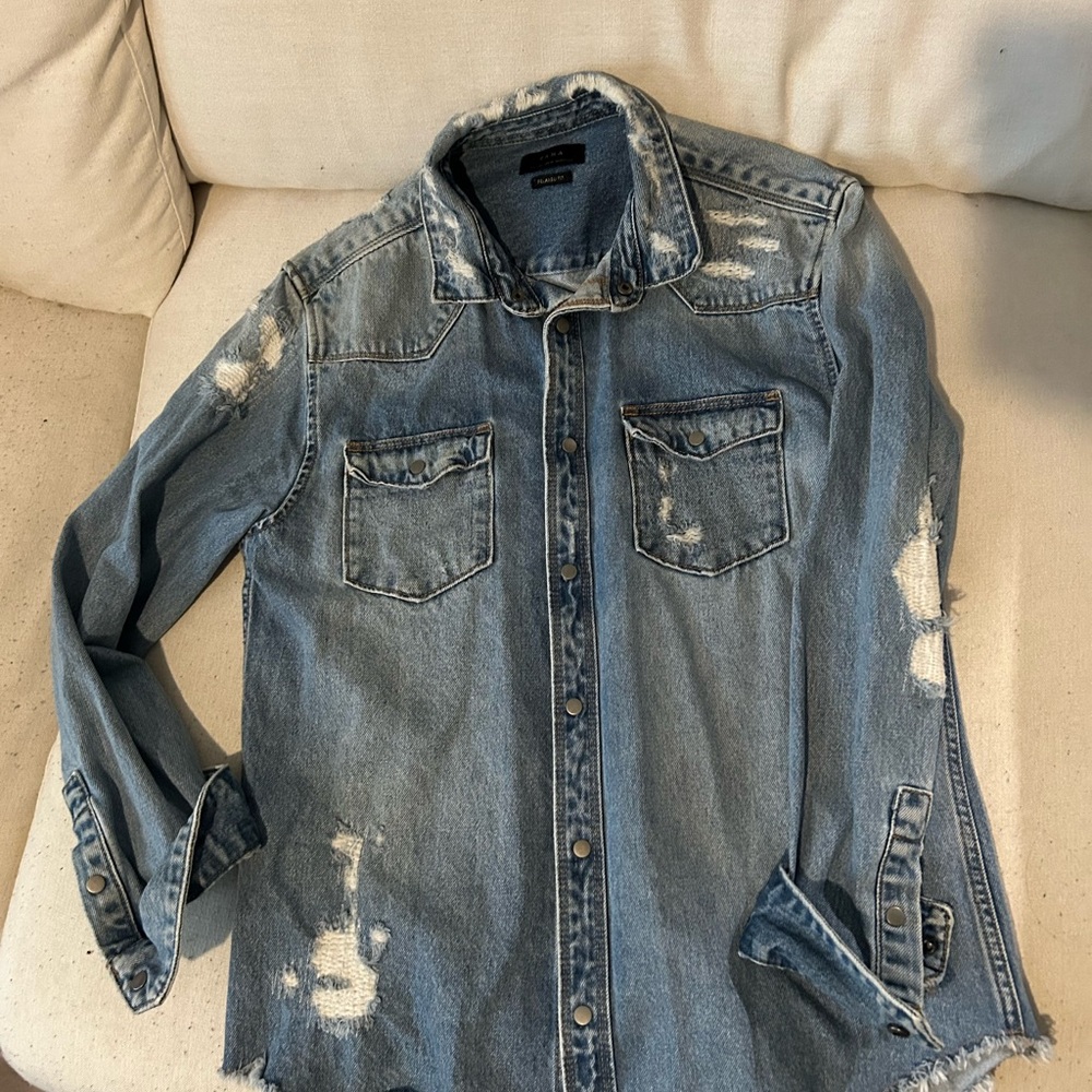 Men’s Zara Distressed Denim Jacket Shirt